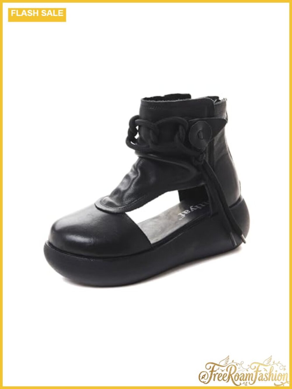 Full Grain Leather High Top Platform Sandal Booties Ankle Summer Heeled Sandals